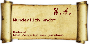 Wunderlich Andor névjegykártya